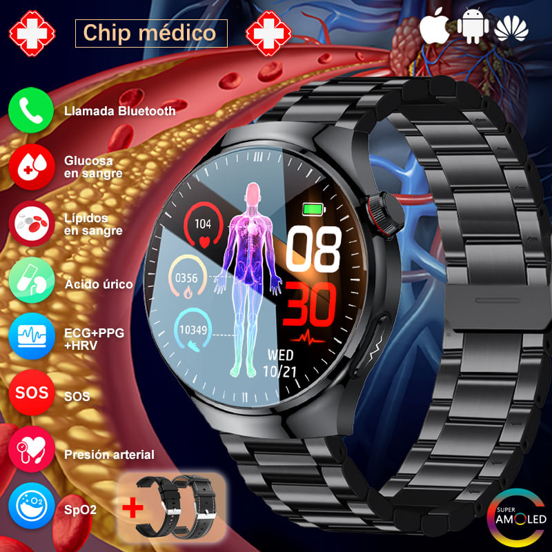 Monitor De Glicose De Pressão Arterial Smartwatch Sacosding Ecg