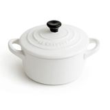 Mini Cocotte Le Creuset 250 Ml 10cm Em Cerâmica Puxador Preto Branco Cotton 71901104310100