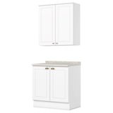 Armario Aereo E Balcao 80 Cm Americana Branco Calcare Henn