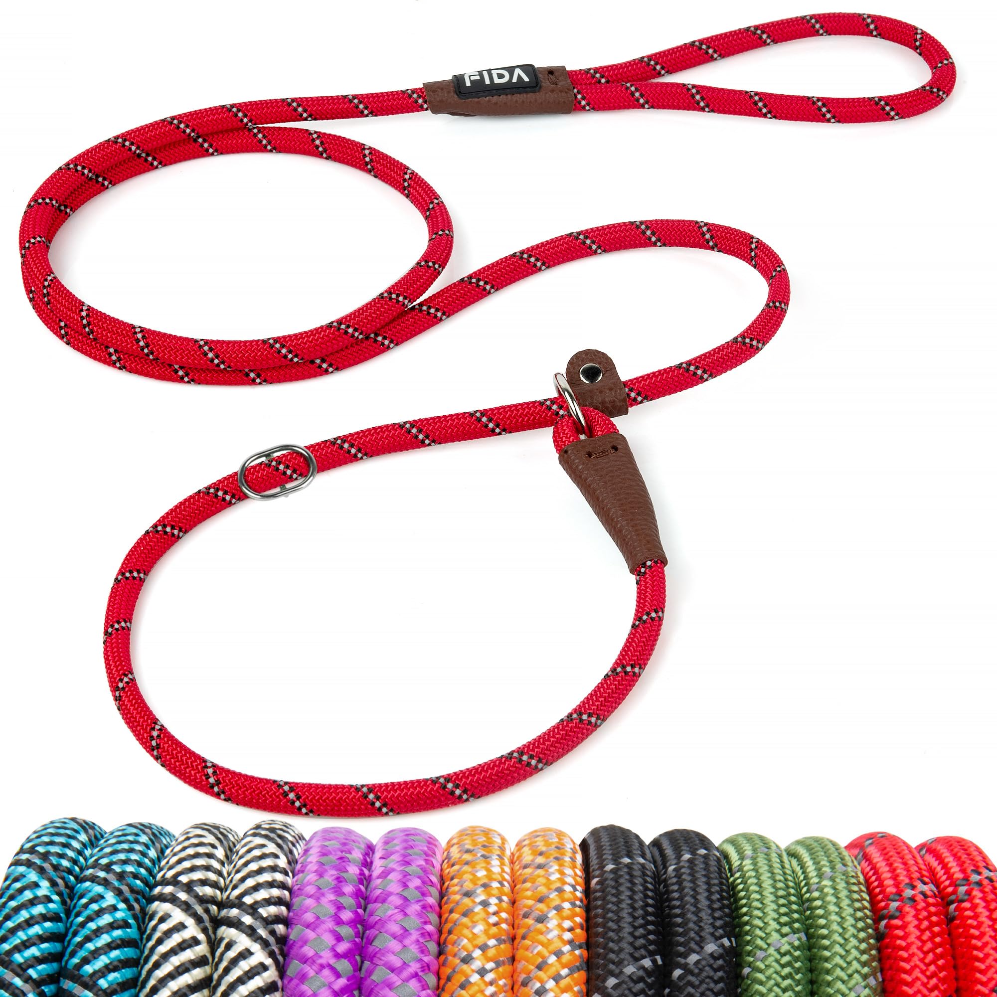 Slip Lead Fida Durable 6 Pés X 3/8 Polegadas Para Cães Pequenos, Nylon Vermelho