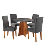 Mesa De Jantar Redonda Viero Criative Com 4 Cadeiras Vênus Estofadas E Revestidas