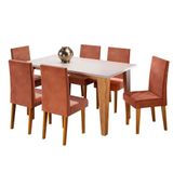 Mesa De Jantar Retangular Viero Milão Com 6 Cadeiras Vênus Estofadas E Revestidas