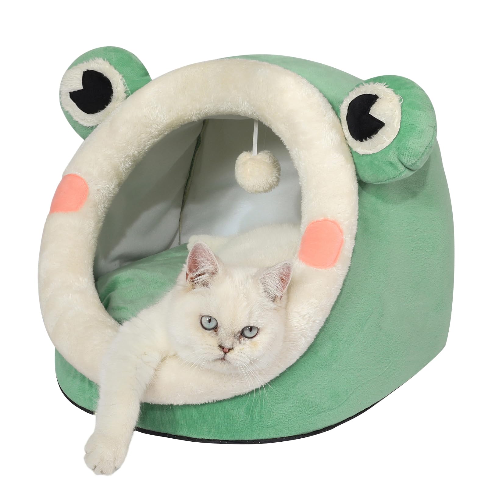 Cat Bed Jiupety Cute Velvet Igloo Green Frog Para Cães E Gatos