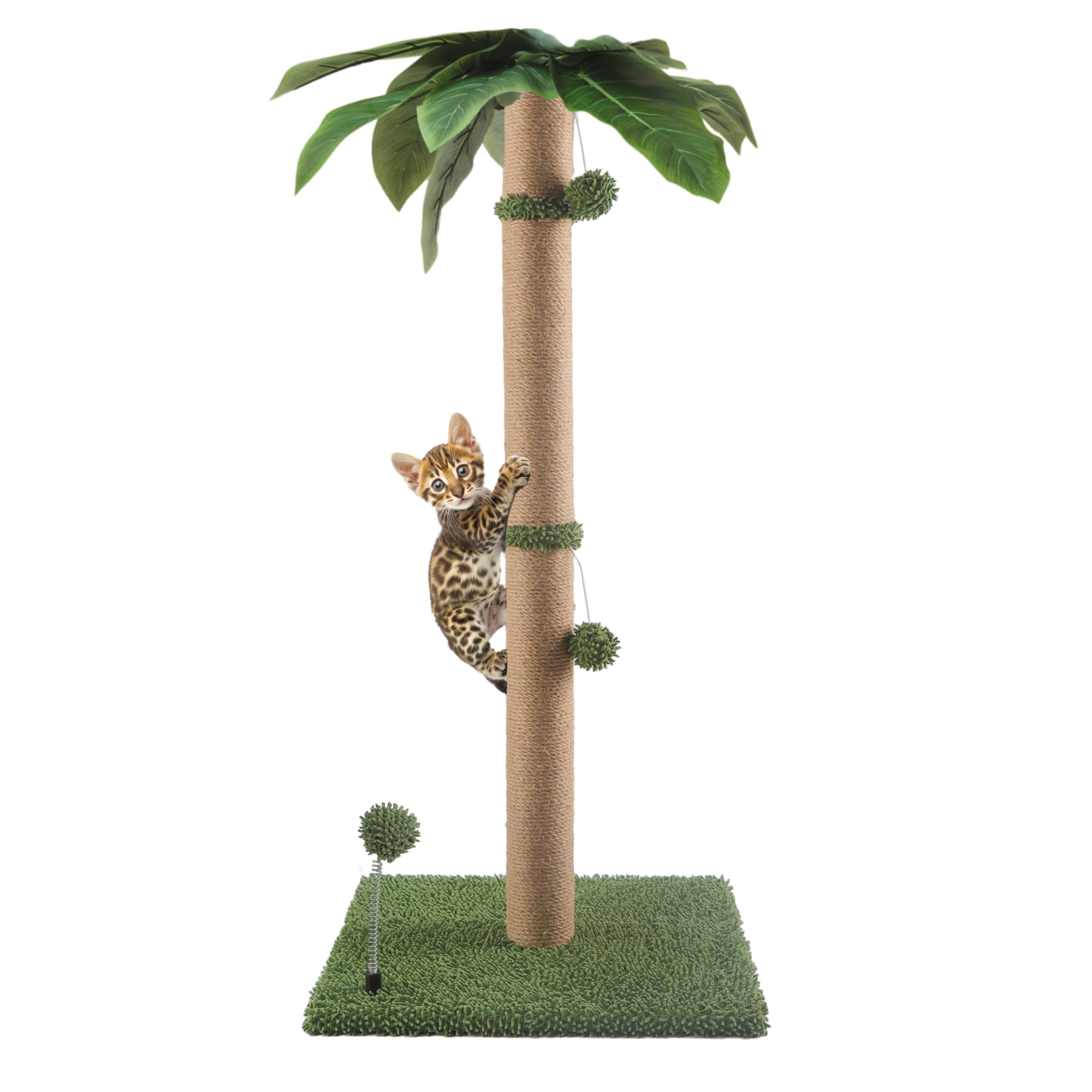 Cat Scratching Post Pomesea, Palmeira Verde De 34" Com Brinquedos