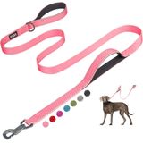 Coleira Para Cães Fida Heavy Duty De 6 Pés Com 2 Alças Acolchoadas De Nylon Rosa