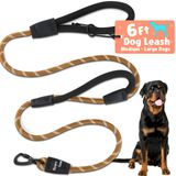 Dog Leash Roam Gear De 6 Pés Com 2 Alças Acolchoadas Para Médio/grande