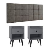 Kit 2 Mesinhas Decore Cinza/preto Nicho Porta Objetos Pés Palito Cabeceira Suspensa Bia Cama Box King 1,95 Cinza Linho - Lojas Rpm