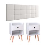 Kit 2 Mesinhas Decore Nicho Porta Objetos Pés Palito Cabeceira Suspensa Bia Cama Box King 1,95 Branco Corino - Lojas Rpm