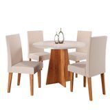 Mesa De Jantar Redonda Viero Criative Com 4 Cadeiras Vênus Estofadas E Revestidas