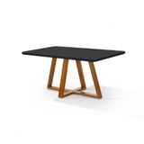 Mesa De Jantar Bela Retangular Pés Madeira Maciça 160 Cm Cast/preto