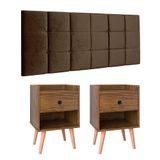 Kit 2 Mesinhas Decore Freijó Nicho Porta Objetos Pés Palito Cabeceira Suspensa Bia Cama Box King 1,95 Marrom Suede - Lojas Rpm