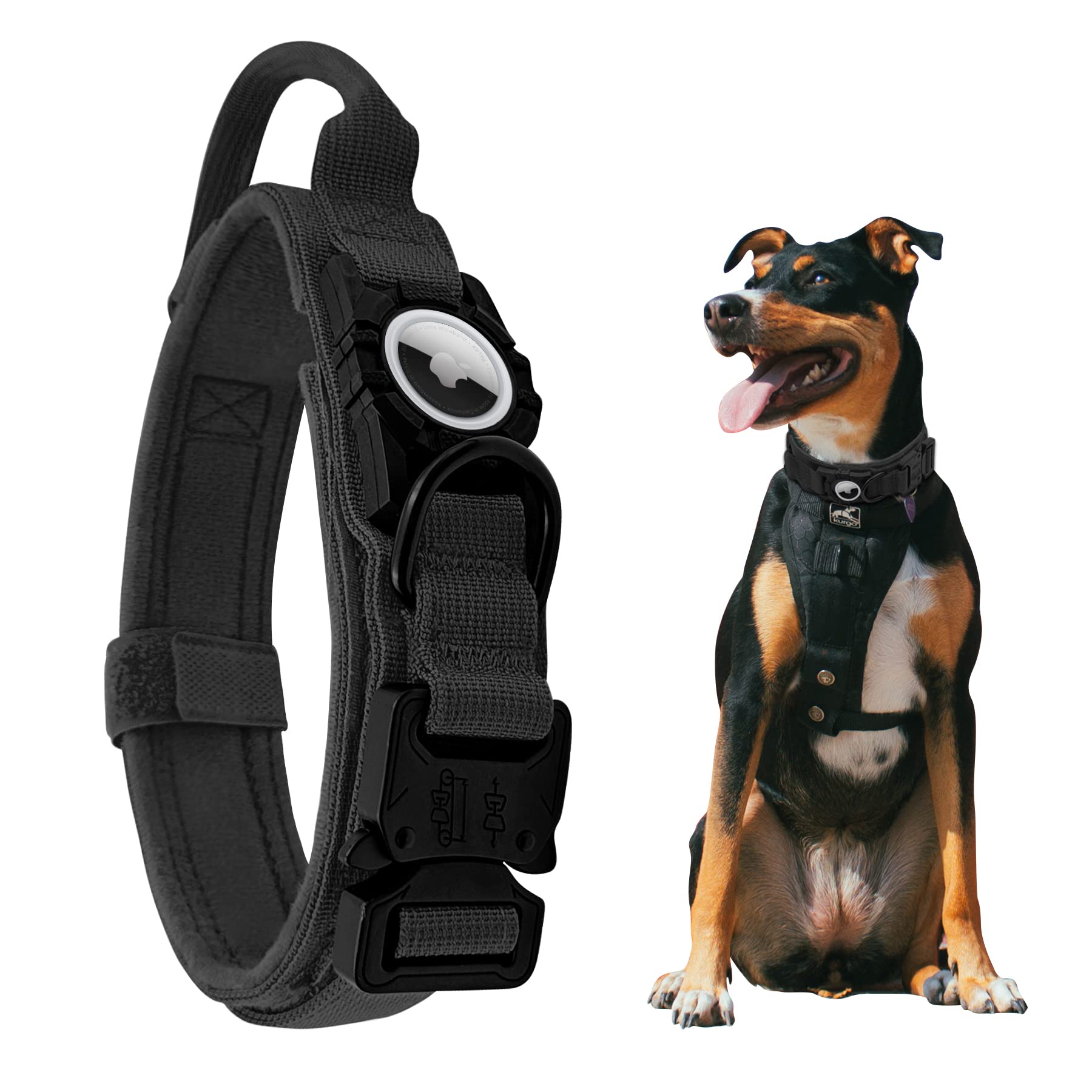Coleira De Cachorro Tactical Airtag Heavy Duty Gps Para Cães De Médio/grande Porte
