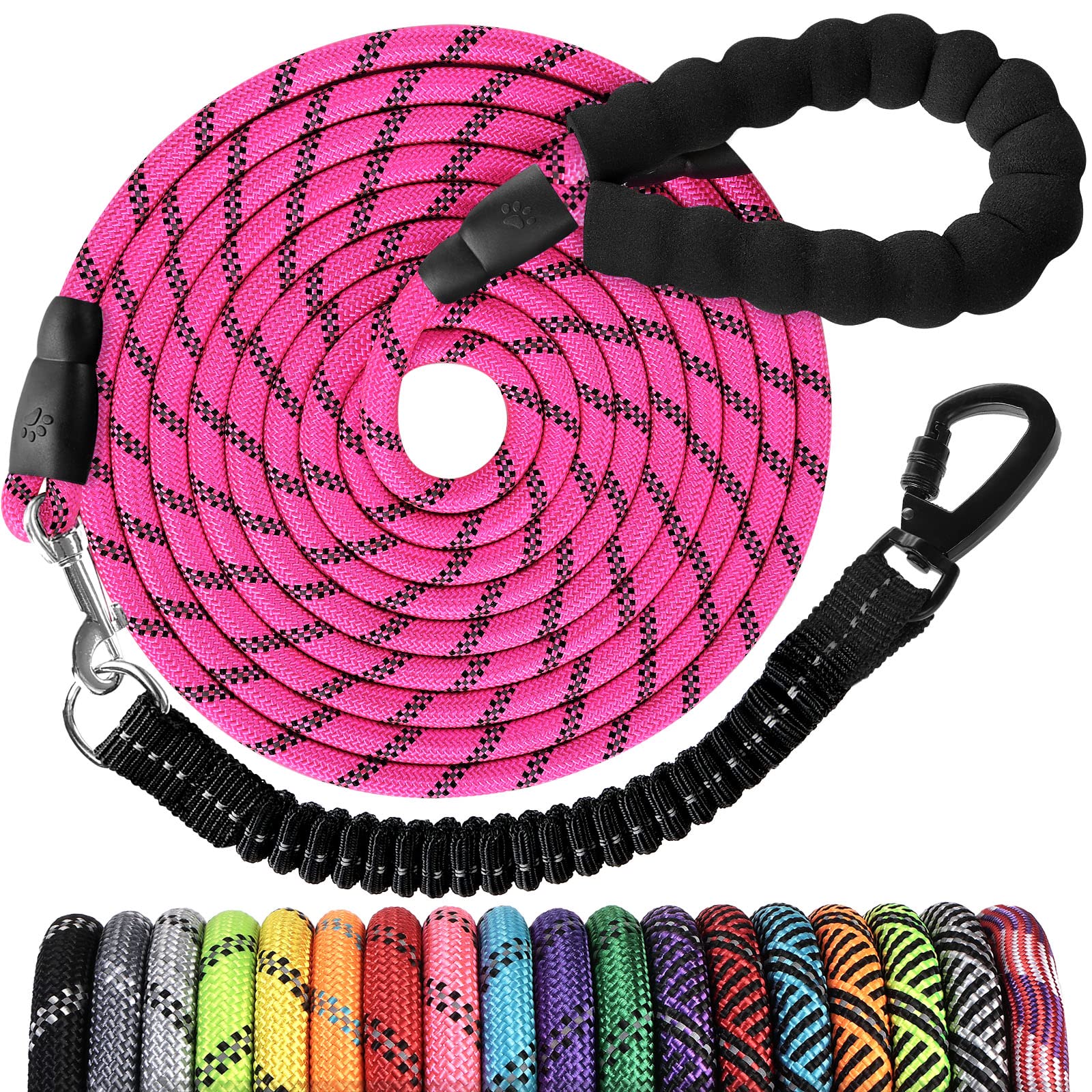 Dog Leash Jenico, Corda Longa E Resistente De 4,5 M Com Rosa Reflexivo