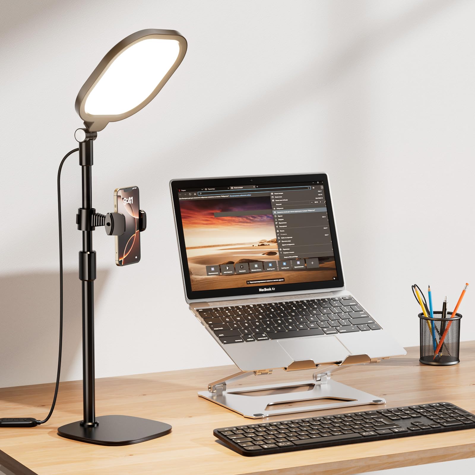 Desk Ring Light Litones Com Suporte E Suporte Para Telefone