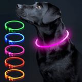Coleira Led Para Cães Colaseeme Usb Recarregável Rosa 70cm