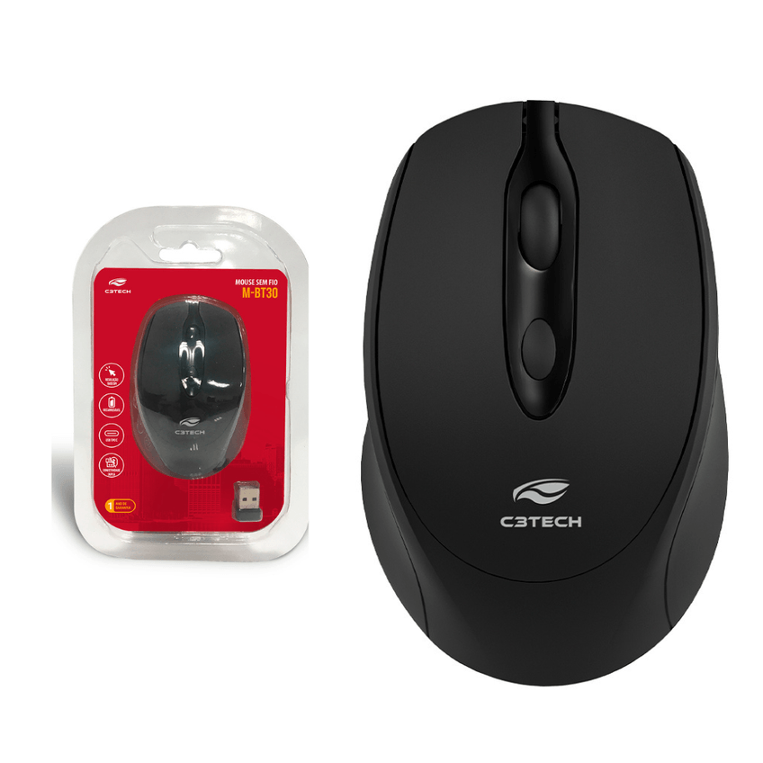 Mouse Sem Fio C3tech M-bt30bk Recarregável Dual Mode Bluetooth E 2.4ghz - Preto - imagem 2