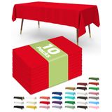 Toalha De Mesa De Plástico Descartável Pureegg, Pacote Com 10 Unidades, Vermelha, 137x274cm