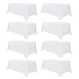 Toalha De Mesa Sancua De Poliéster Branco 90x132cm Para Mesa De 6 Pés, 8 Peças