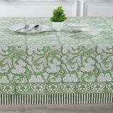 Toalha De Mesa Ridhi Sage Green 100% Algodão Estampada À Mão