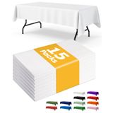 Toalha De Mesa Niuara White Plastic Retangular 54x108" (pacote Com 15)