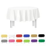 Toalha De Mesa De Plástico, Dimensões De Festa, 84 Polegadas, Redonda, Branca (12)