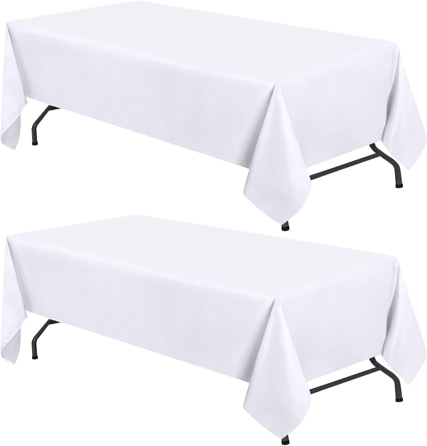 Toalha De Mesa Wealuxe Branca Para Mesas Retangulares De 6 Pés, 60 X 102 Polegadas, Pacote Com 2