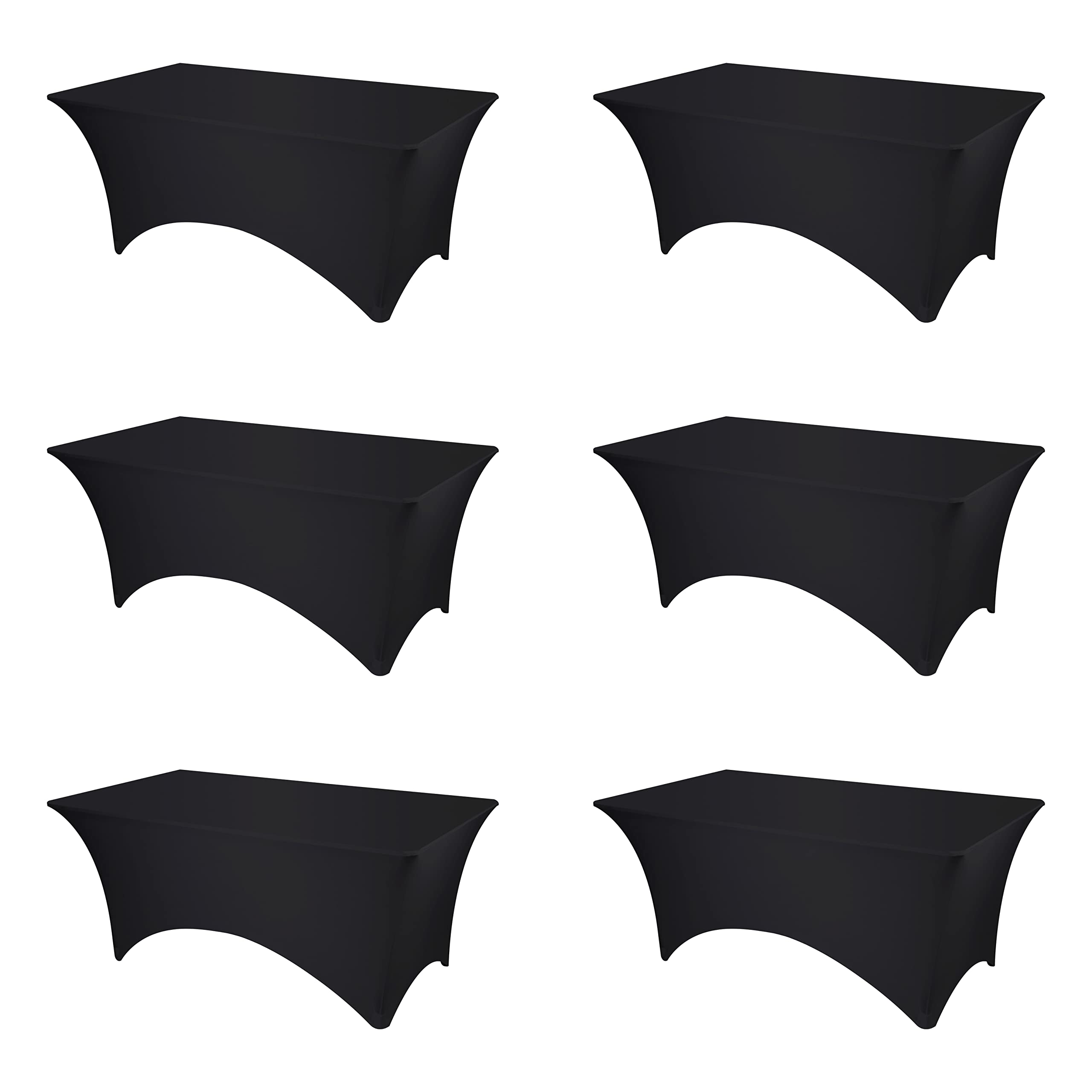 Toalha De Mesa Brillmax Com Elastano Ajustado De 6 Pés Preta (pacote Com 6)