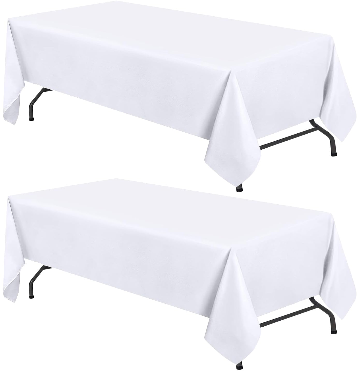Toalha De Mesa Wealuxe Branca De 60 X 126 Polegadas Para Mesa Retangular De 8 Pés, Pacote Com 2