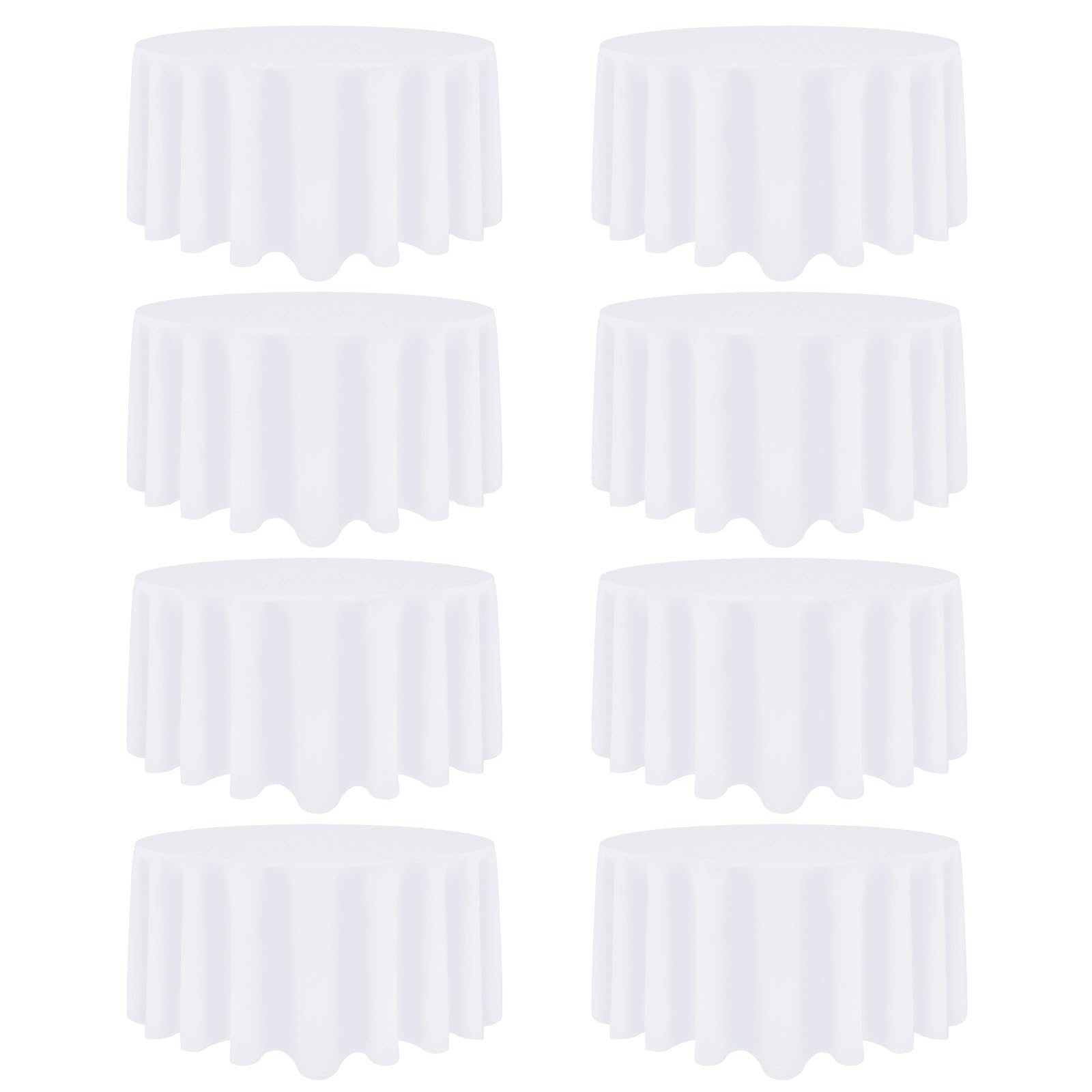 Toalha De Mesa Heneger Branca Redonda De Poliéster De 90 Polegadas (pacote Com 8)