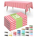 Toalha De Mesa De Plástico Descartável, Pacote Com 10 Unidades, 137x274cm, Xadrez Vermelho