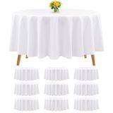 Toalha De Mesa Teruntrue Redonda De 90 Polegadas De Poliéster Branco X10