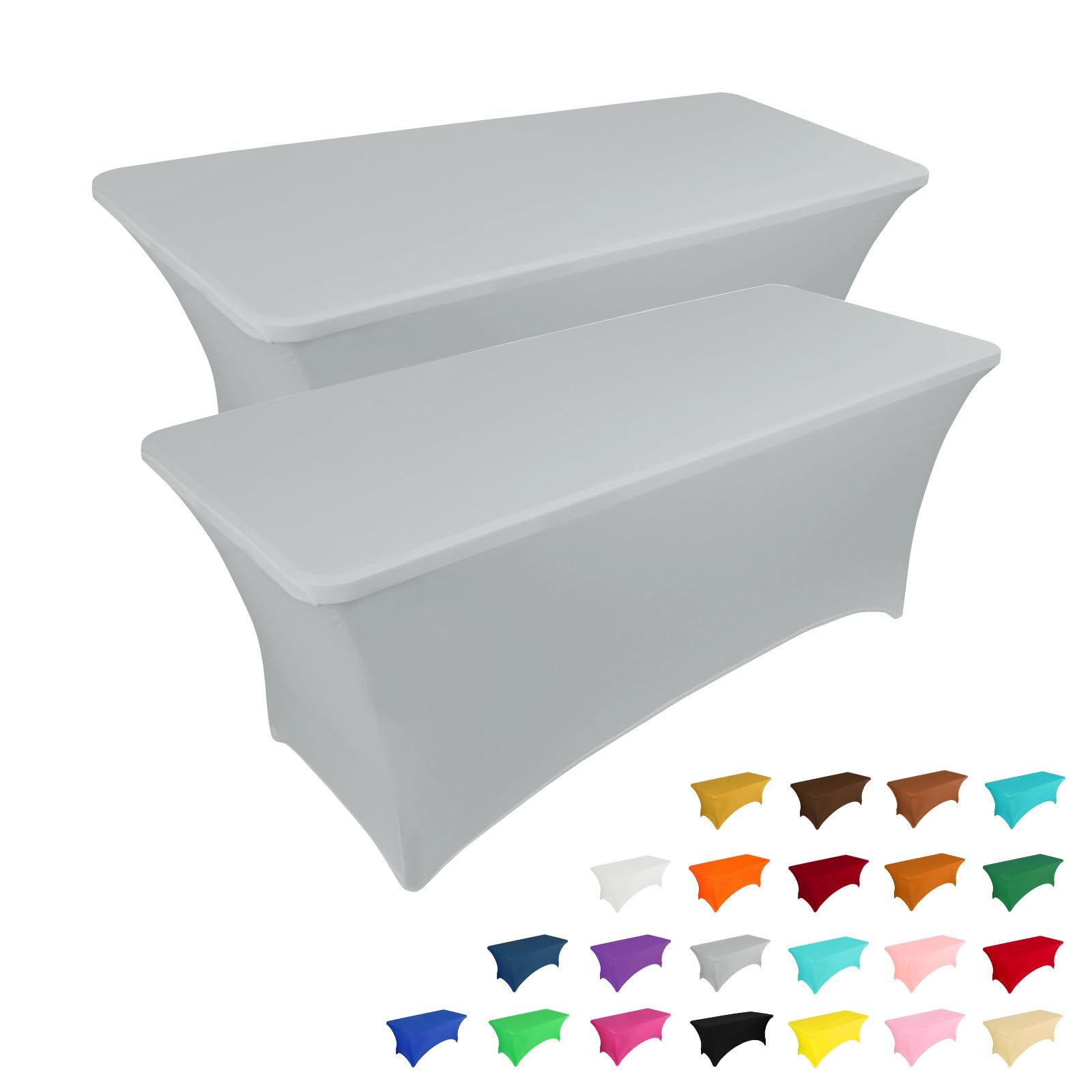 Toalha De Mesa Ivapupu, Pacote Com 2, 6 Pés, Retangular, Ajustada, Cinza Elástico