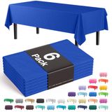 Toalha De Mesa Exquisite Premium Plastic 137 Cm X 274 Cm Azul, Pacote Com 6