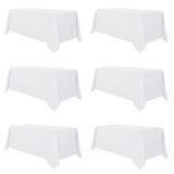 Toalha De Mesa Sancua De Poliéster Branco 90x132cm Para Mesa De 6 Pés, 6 Peças