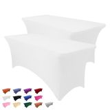Toalha De Mesa Heochy Para Mesas Retangulares, 6 Pés, Branca, Pacote Com 2
