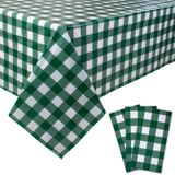 Toalhas De Mesa Kesfey Verde/brancas Quadriculadas 137x274cm, Pacote Com 3