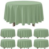 Toalha De Mesa Yidako Sage Green Plastic Redonda De 84 Polegadas, Pacote Com 6
