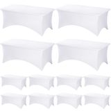 Toalha De Mesa Fixwal White Spandex De 6 Pés Para Mesa Retangular X12