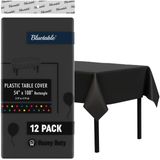 Toalha De Mesa De Plástico Bluetable Descartável Preta (pacote Com 12)