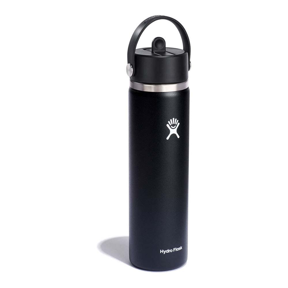 Garrafa De Água Hydro Flask Wide Flex Straw Cap 700ml Preta