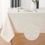 Toalha De Mesa Veblandy Linen Texturizada Impermeável 152x264cm Ivory