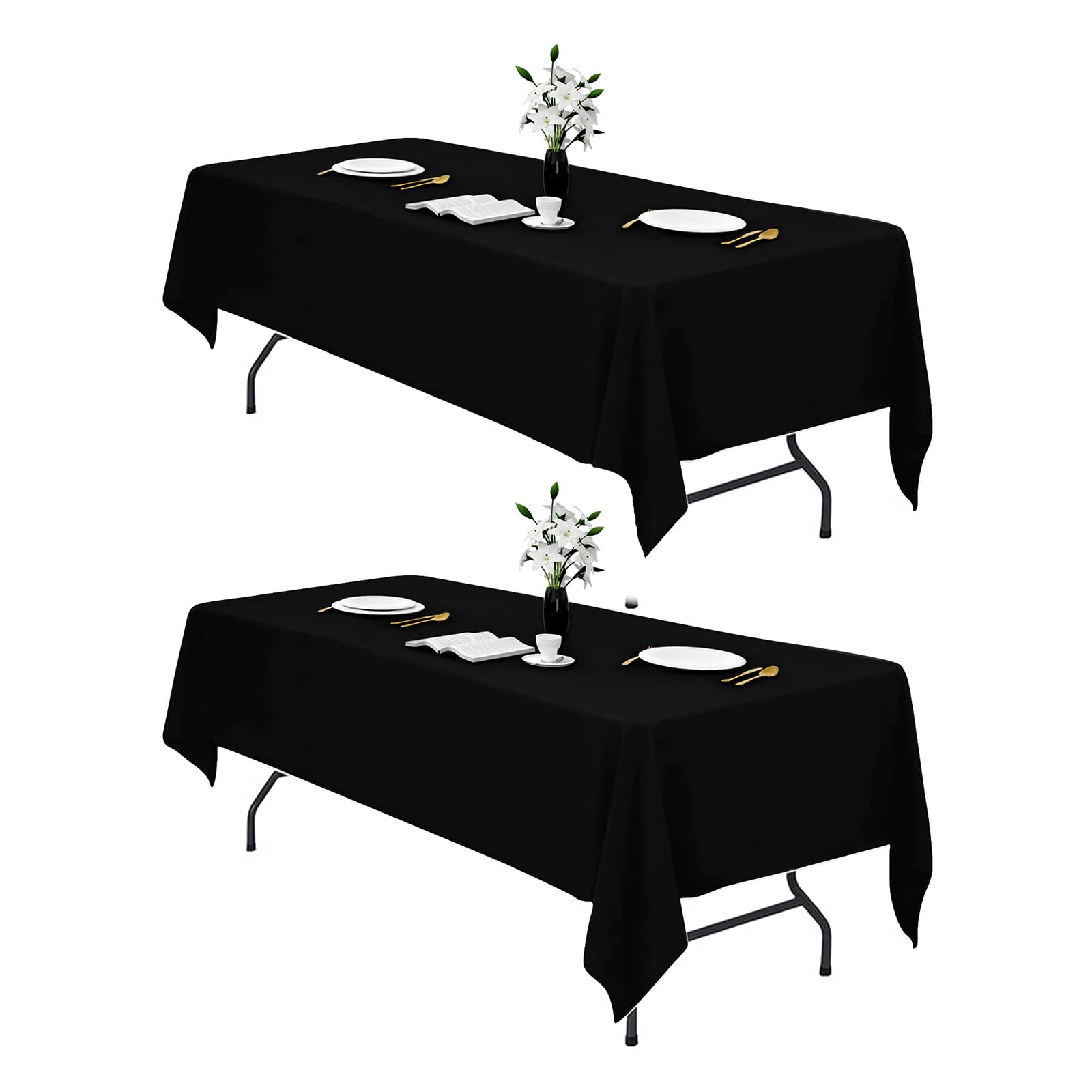 Toalha De Mesa Ivapupu Preta Retangular 152x259cm Impermeável