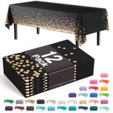 Toalha De Mesa Requintada De Plástico Branco E Dourado, Pacote Com 12, 137x274cm