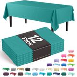 Toalha De Mesa Exquisite Premium Plastic 54 Cm X 274 Cm Teal, Pacote Com 12