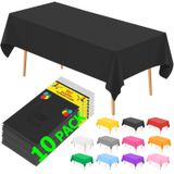Toalhas De Mesa De Plástico, Pacote Com 10, Pretas Para Mesas Retangulares (137x274cm)