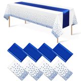 Conjunto De Toalhas De Mesa Mashan, Pacote Com 8 Unidades, Plástico Descartável Branco/azul