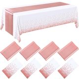 Conjunto De Toalhas De Mesa Breling, Pacote Com 8 Unidades Branca/ouro Rosa, Plástico/cetim