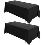 Toalha De Mesa Vidafete Retangular 229x396cm, Poliéster, Pacote Com 2 Unidades, Preta