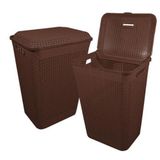 Cesto Roupa Suja Retangular 72 Lts Rattan Tampa Marrom