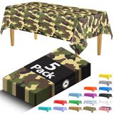 Toalha De Mesa De Plástico, Pacote Com 5, Camo, 274 X 137 Cm, Decoração De Festa Militar